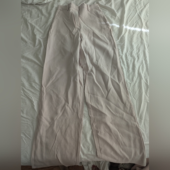 Zara Straight Leg Dress Pants Light Cream - Picture 2 of 4